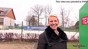 Taxi Driver Covers Tight Pussy of Innocent Blonde Teacher with Cum at Lunch