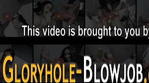 Gloryhole babe sucks big black cock for facial cumshot