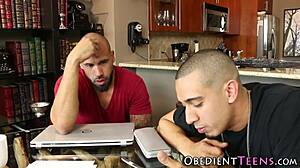 Australian Teen Dominated By Two Shlongs In Hardcore Blowjob