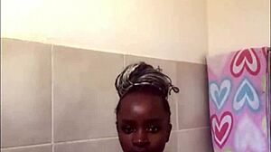 19yr old ebony nympho fondles lil round ass during sensual nude bath