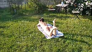 I watch the MILF get fucked in the neighbor's garden