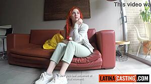 hot redhead latina gets pussy railed doggystyle in casting domination