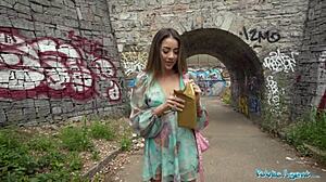 kitty, you're so cute sucking that big cock outdoors in pov