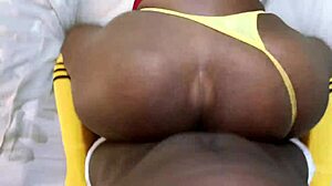 Daddy fucks fat black ass with big cock and creams on tits