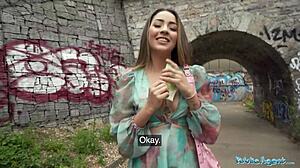 kitty, you're so cute sucking that big cock outdoors in pov