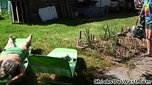 Pissing Aussie Lesbian Licks Hairy Partner Outdoors—Wow!