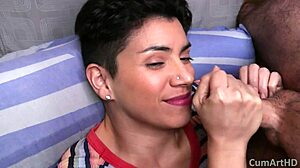 In Pov, I Rub My Cum On Her Smile After Facial And Blowjob