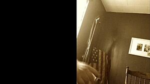 Slow motion huge cumshot eruption in solo scene