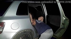 Brazilian wife rides black cock hard in public street