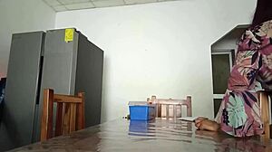 Maintenance Man Checks Fridge As Housewife Shows Vagina On Table!