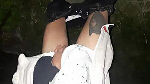 Girlfriend and I Piss and Masturbate Together in Public Street