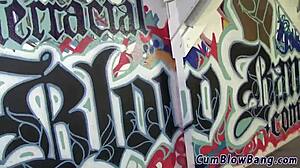 Busty Babe Gets Bukkaked After Sucking Monster Cock! Interracial Group Action!