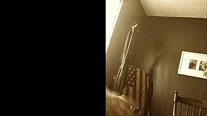 Slow motion huge cumshot eruption in solo scene