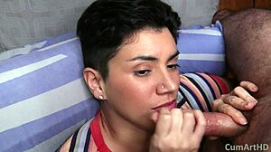 In Pov, I Rub My Cum On Her Smile After Facial And Blowjob