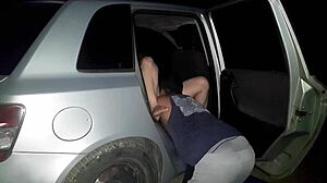 Brazilian wife rides black cock hard in public street