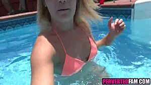 step mom got drilled hard by the pool during hot session