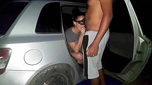 Brazilian wife rides black cock hard in public street