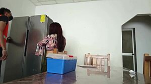 Maintenance Man Checks Fridge As Housewife Shows Vagina On Table!