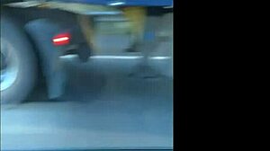 Milf flashing and masturbating on the highway, what a thrill