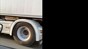 Milf flashing and masturbating on the highway, what a thrill