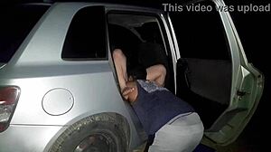 Brazilian wife rides black cock hard in public street