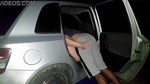 Brazilian wife rides black cock hard in public street