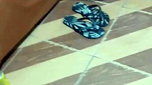 Sucking horny guy's bare dick