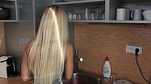 My dirty hobby - sexy tight blonde fucked in the kitchen