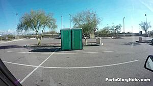 Can This Chubby Slut Handle The Gloryhole Blowjob And Swallow In Public?