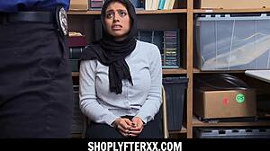 busty muslim teen 18+ shoplifter in hijab gets punished with hard fucking