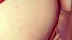 Semen Flows Continuously Between Her Lips in Puffy Pussy Scene