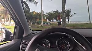 Pretty girl risks public masturbation on the beach