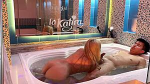 Dude, banging this Colombian in the jacuzzi, I finished inside her underwater!