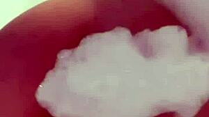 Horny British Slut Masturbates in Shower!