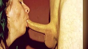 the girl takes long cock deep in throat