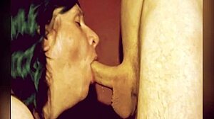 the girl takes long cock deep in throat