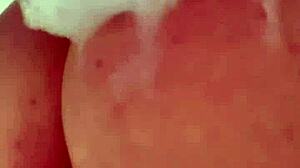 Horny British Slut Masturbates in Shower!