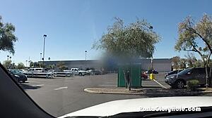 The walmart slut eagerly sucks a stranger's cock through the parking lot gloryhole