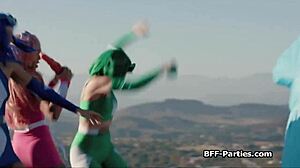 cosplay foursome goes wild with hard cock and alien dildos