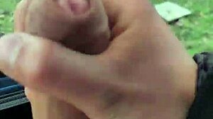 Man Flashes Huge Cock Outdoors Waiting For Viewers