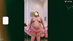 Mature Old Cougar Dances Topless With Saggy Tits In Front Of Cam