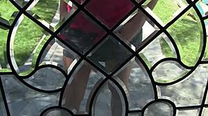 Blonde With Big Boobs Krissy Lynn Gives An Interracial Glory Hole Blowjob