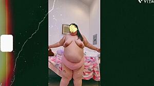 Mature Old Cougar Dances Topless With Saggy Tits In Front Of Cam