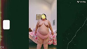 Mature Old Cougar Dances Topless With Saggy Tits In Front Of Cam