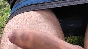 Man Flashes Huge Cock Outdoors Waiting For Viewers