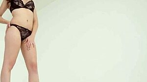 Lingerie slut with small tits rides big cock and gets cumshot on bubble butt