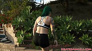 Chubby goth slut in interracial fuck