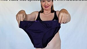 Busty Granny MariaOld Transforms from Beige to Mint in Lingerie Fashion Showcase.