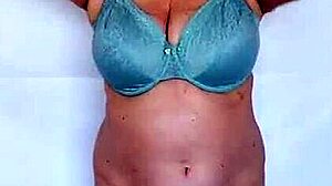 Busty Granny MariaOld Transforms from Beige to Mint in Lingerie Fashion Showcase.