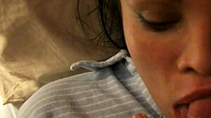 Lila swallows cum after french blowjob